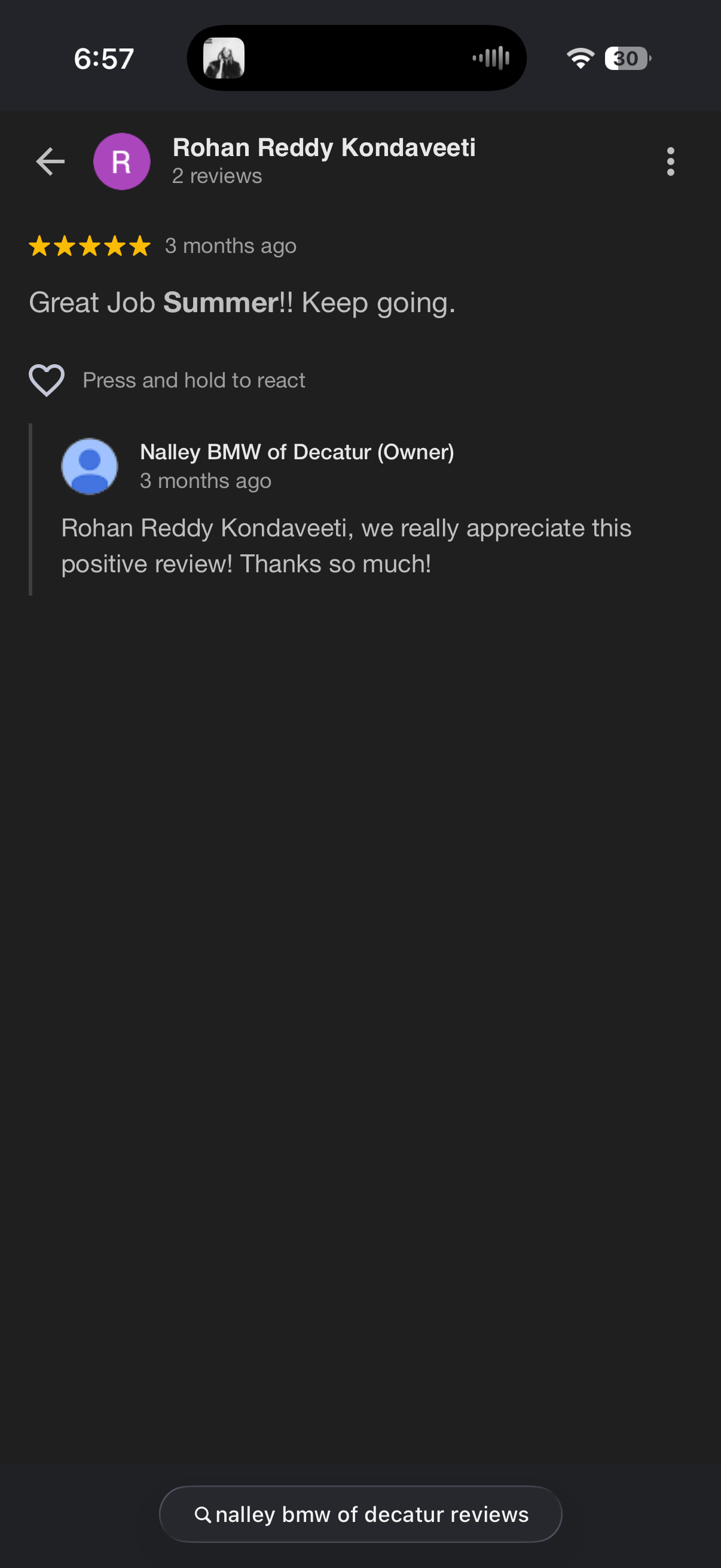 5-star Google review