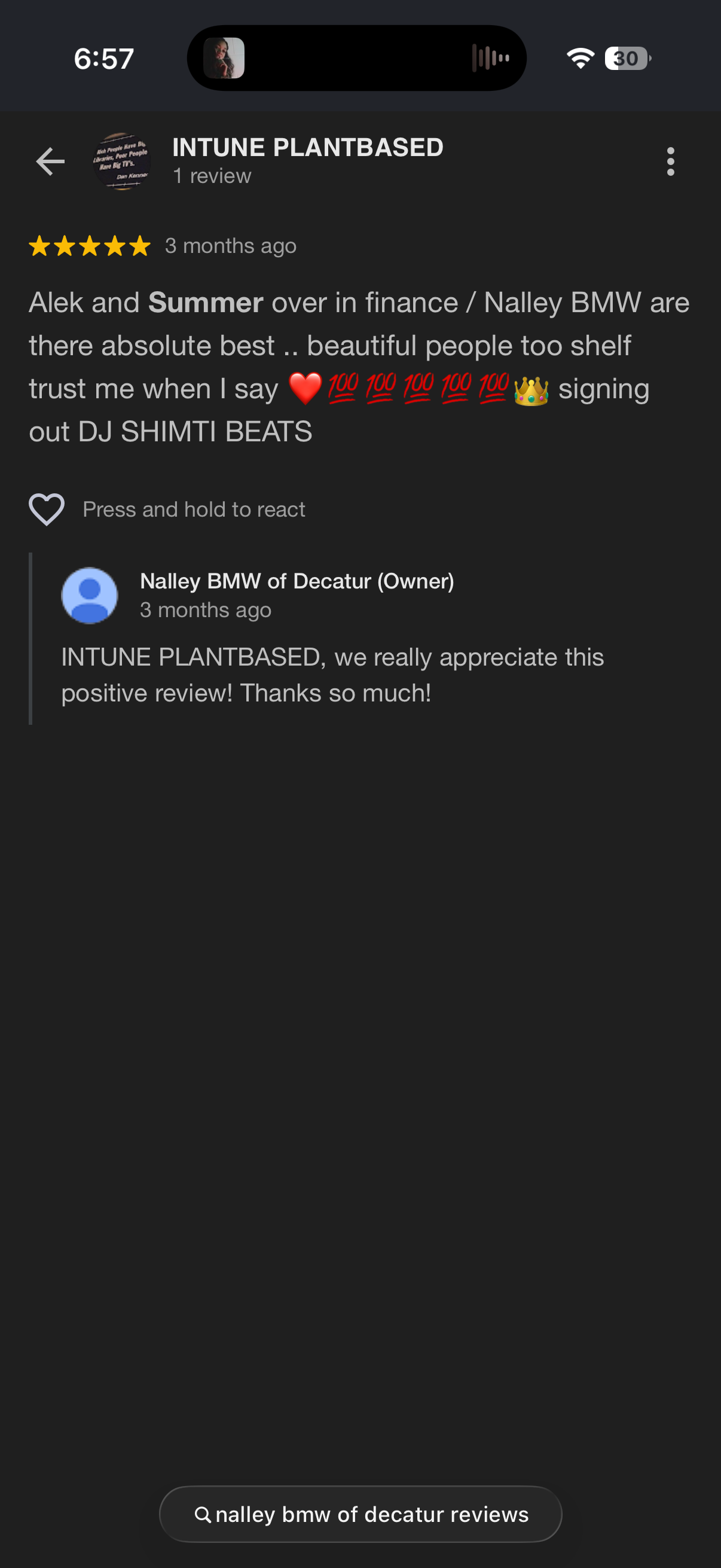 5-star Google review