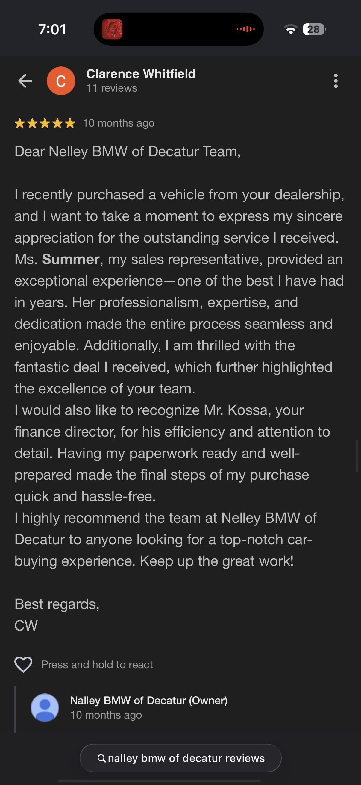 5-star Google review