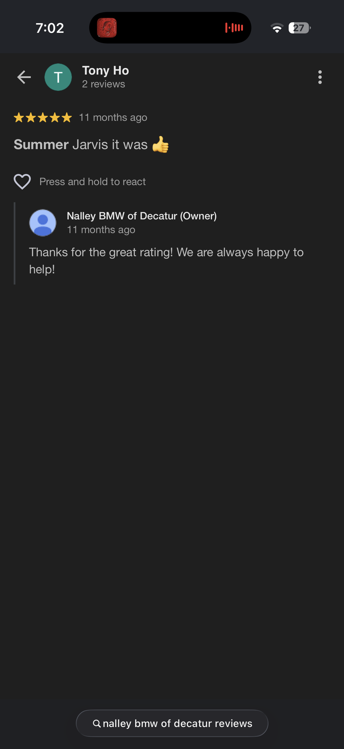 5-star Google review