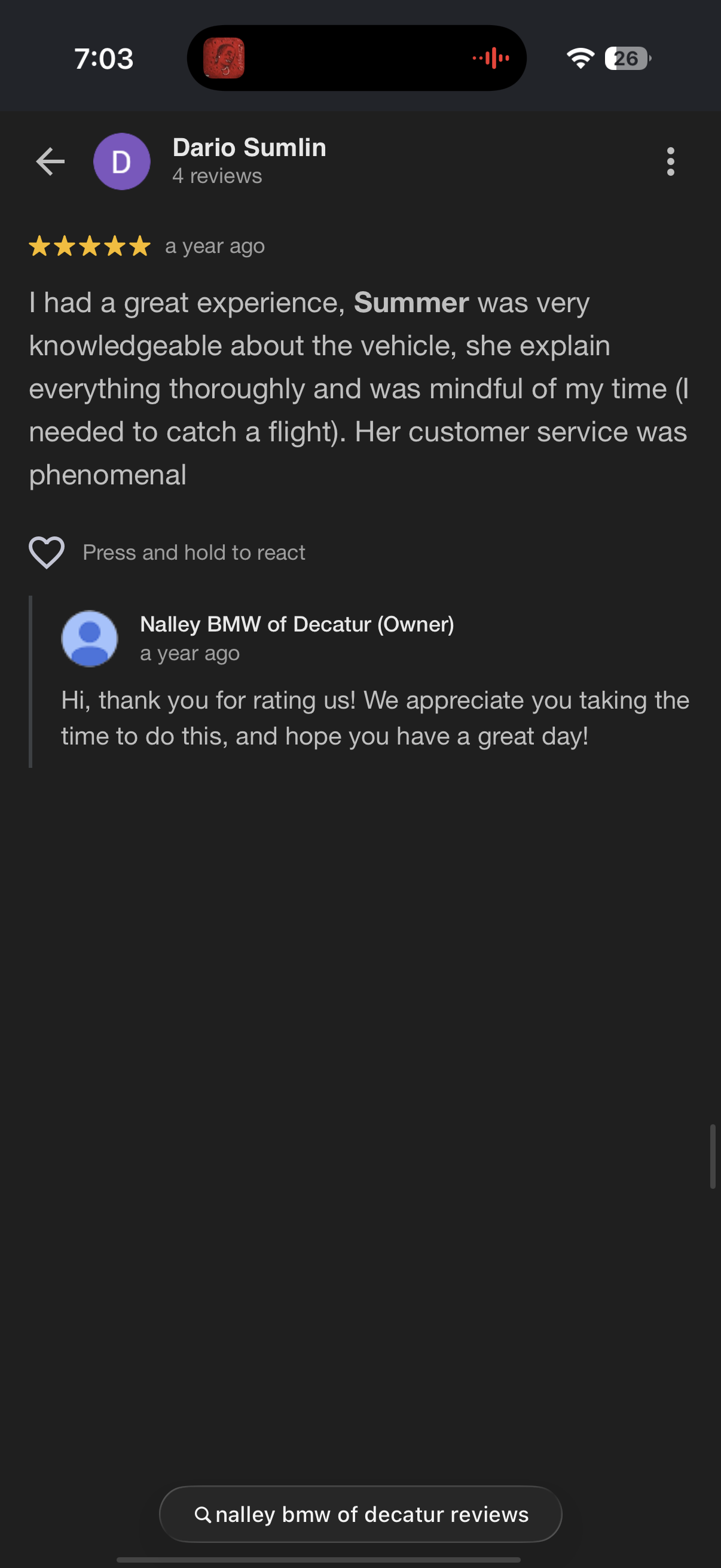5-star Google review