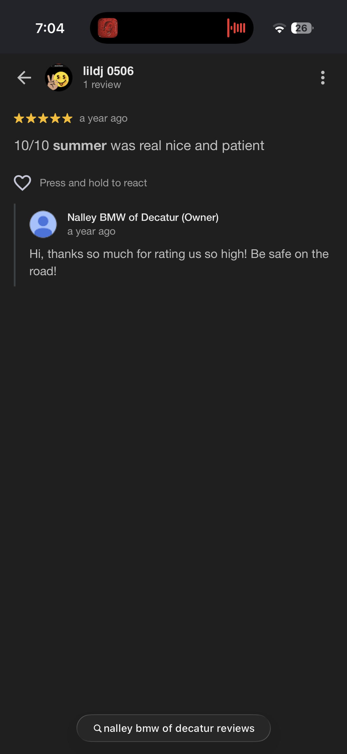 5-star Google review