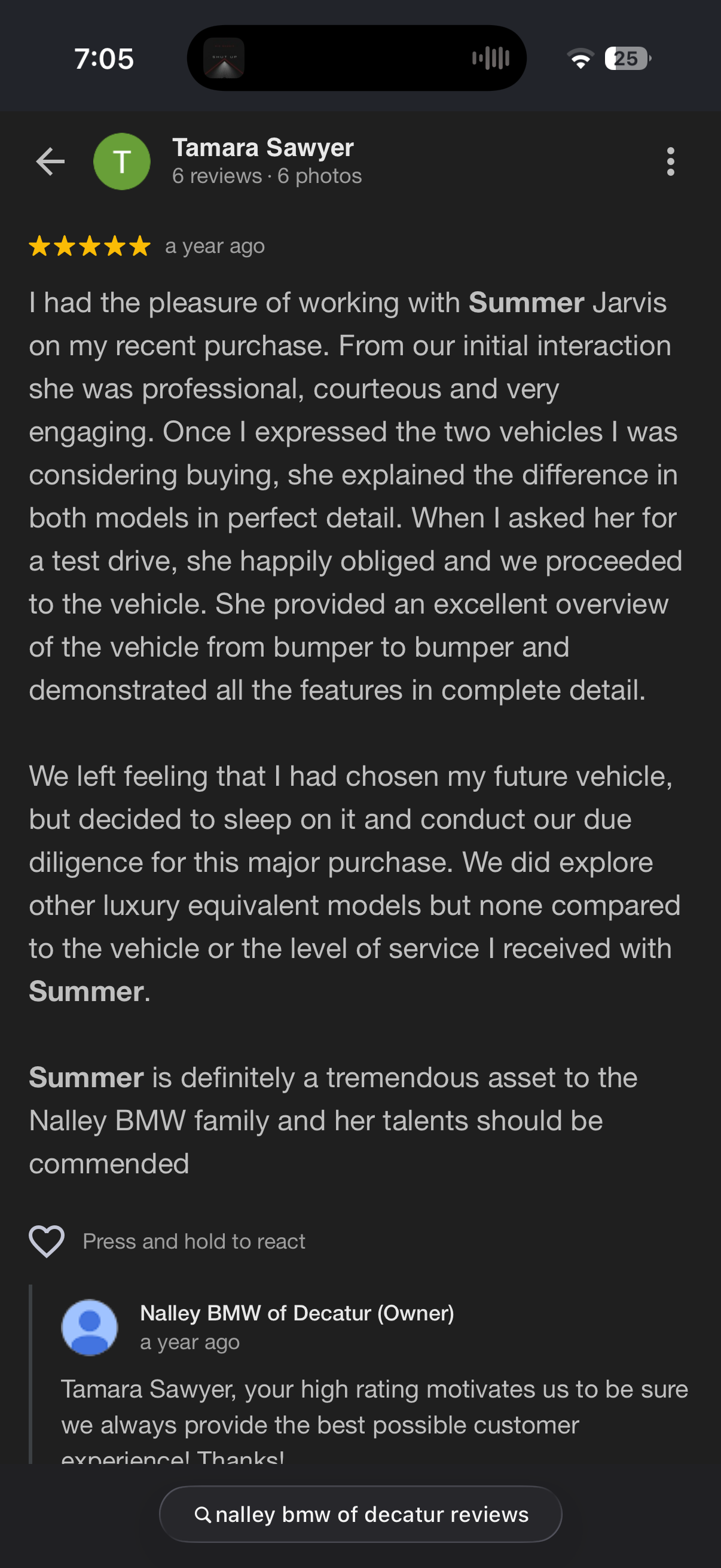 5-star Google review