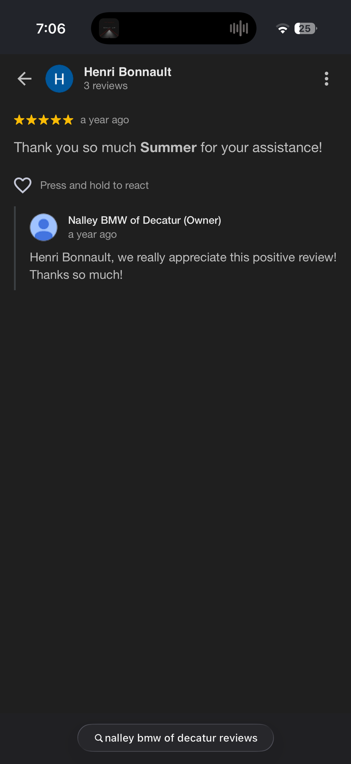 5-star Google review