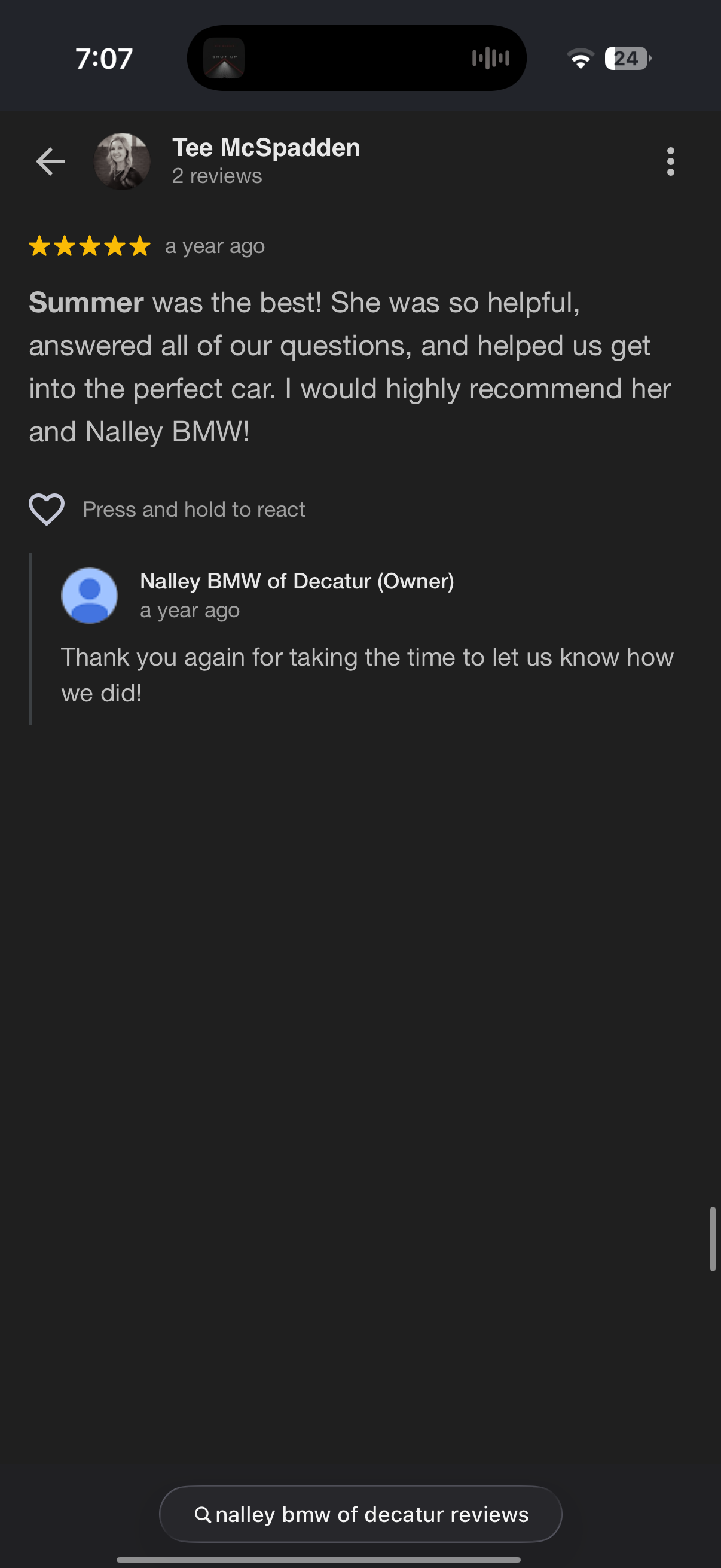 5-star Google review