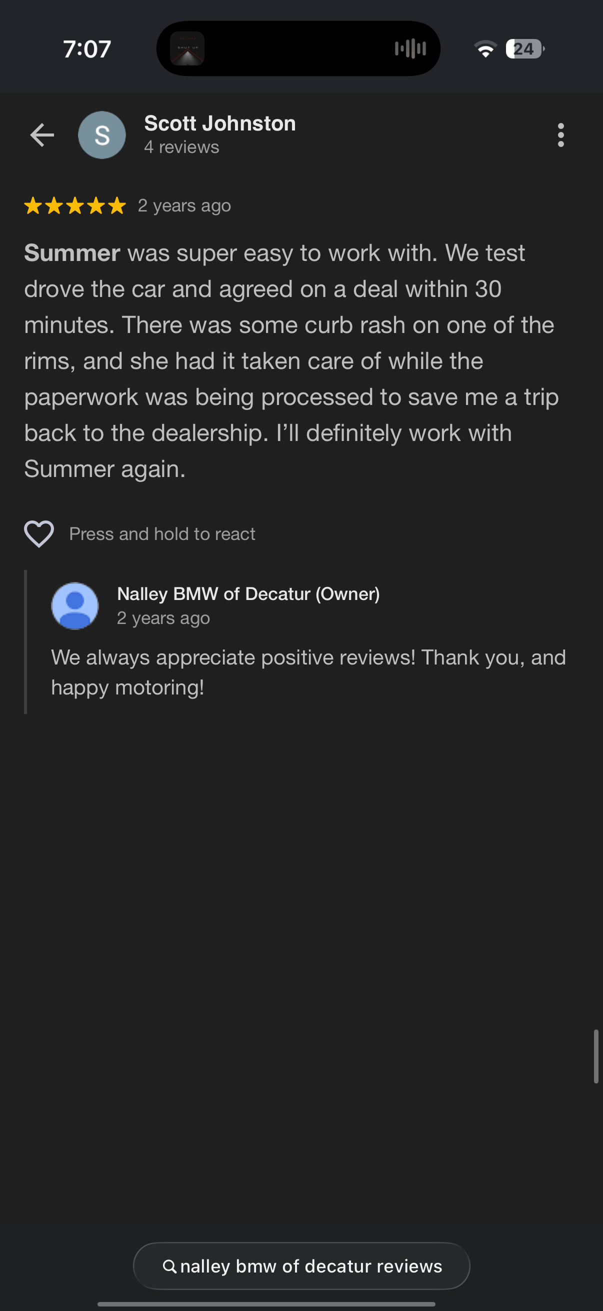 5-star Google review