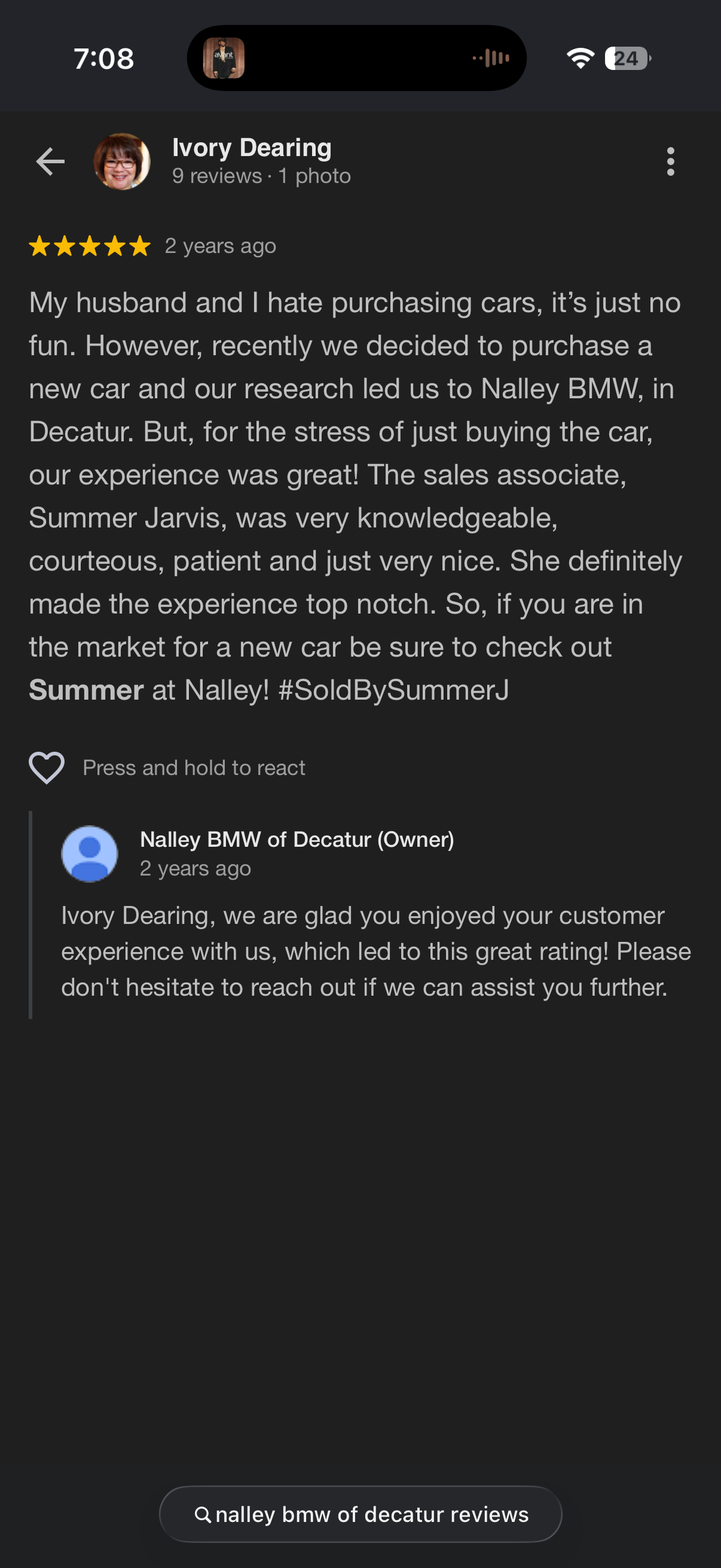 5-star Google review