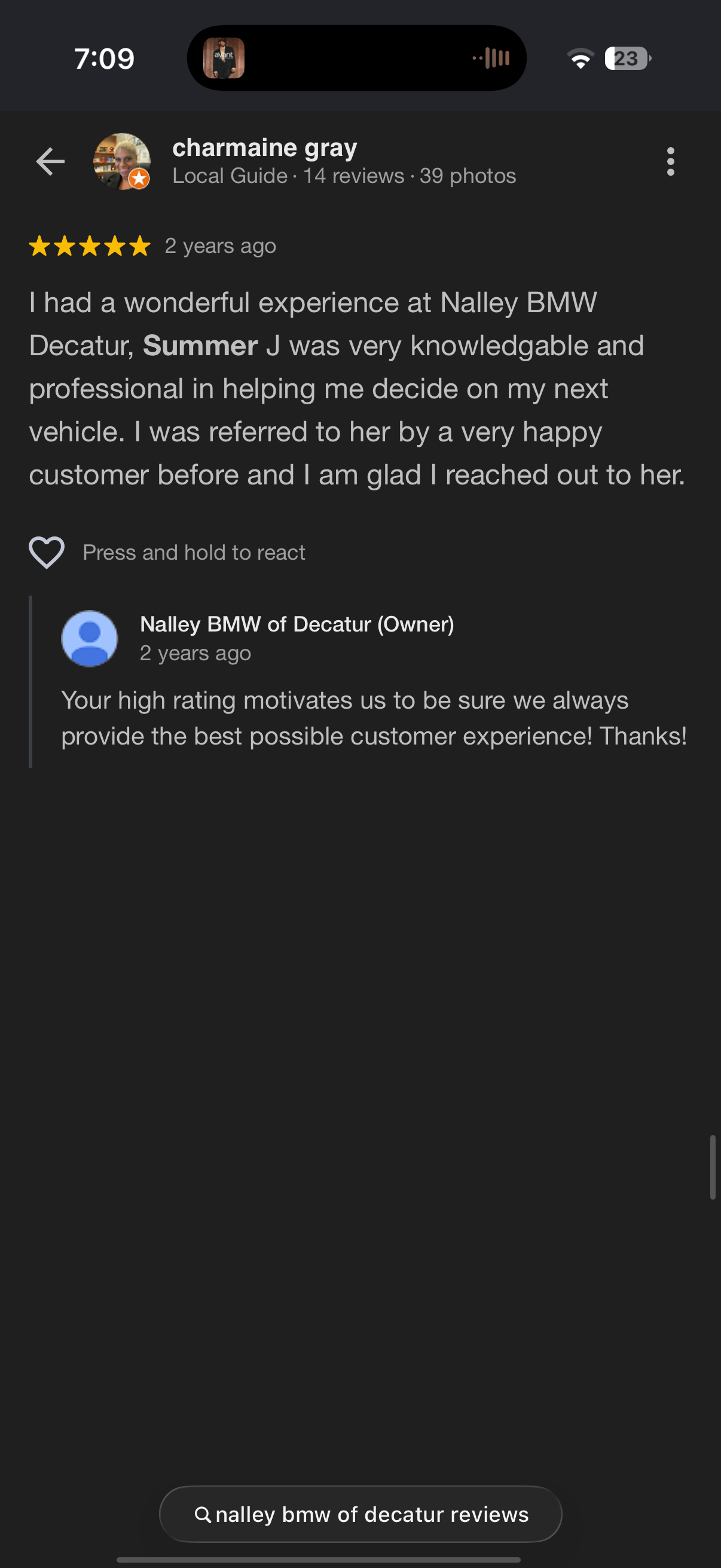 5-star Google review