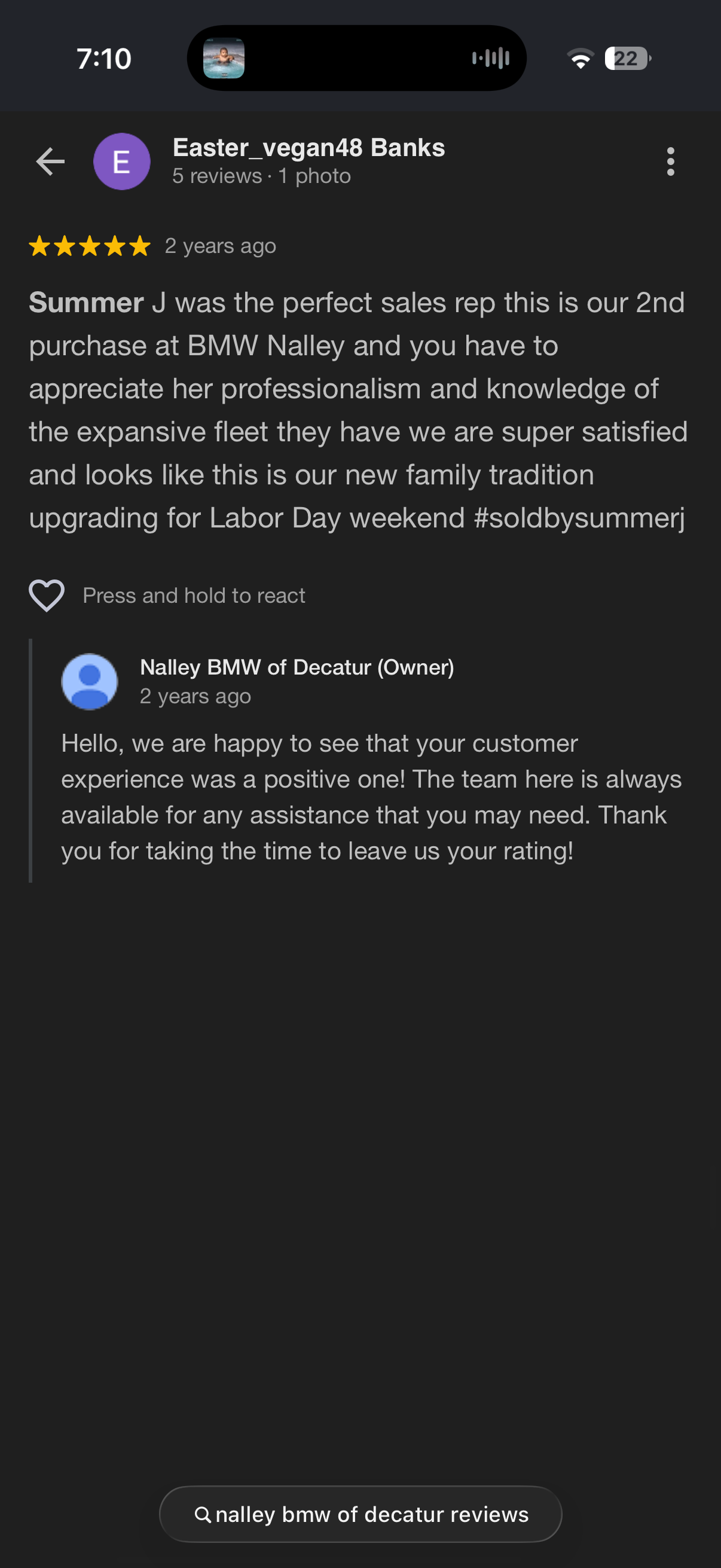 5-star Google review