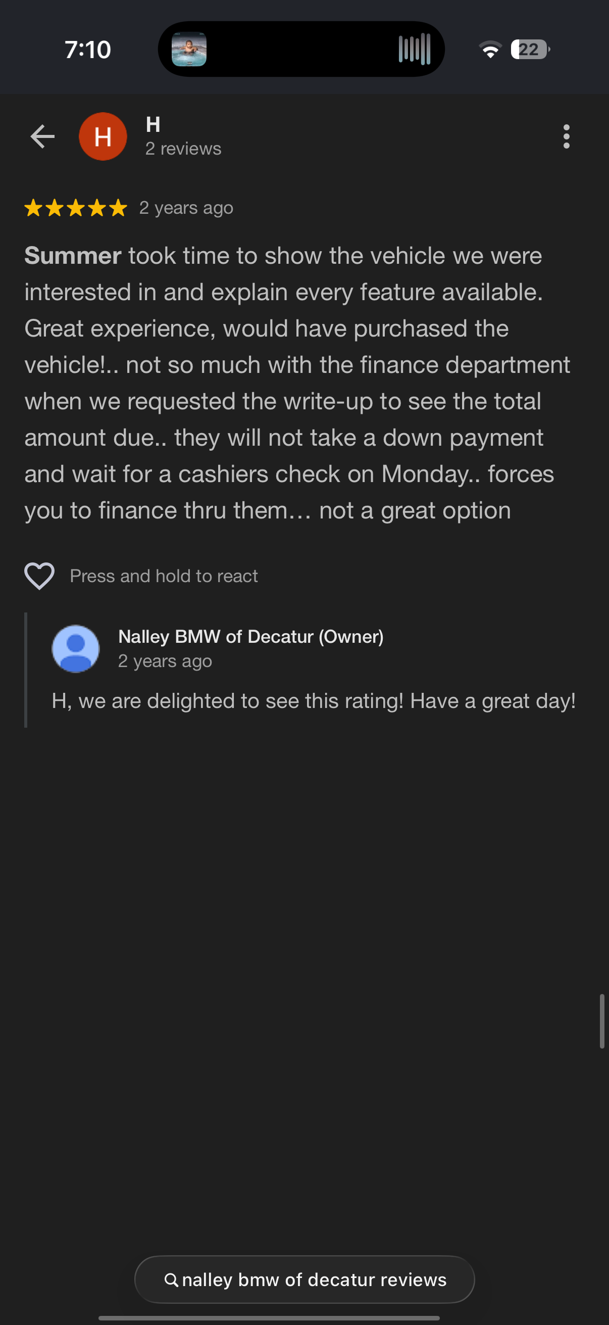 5-star Google review