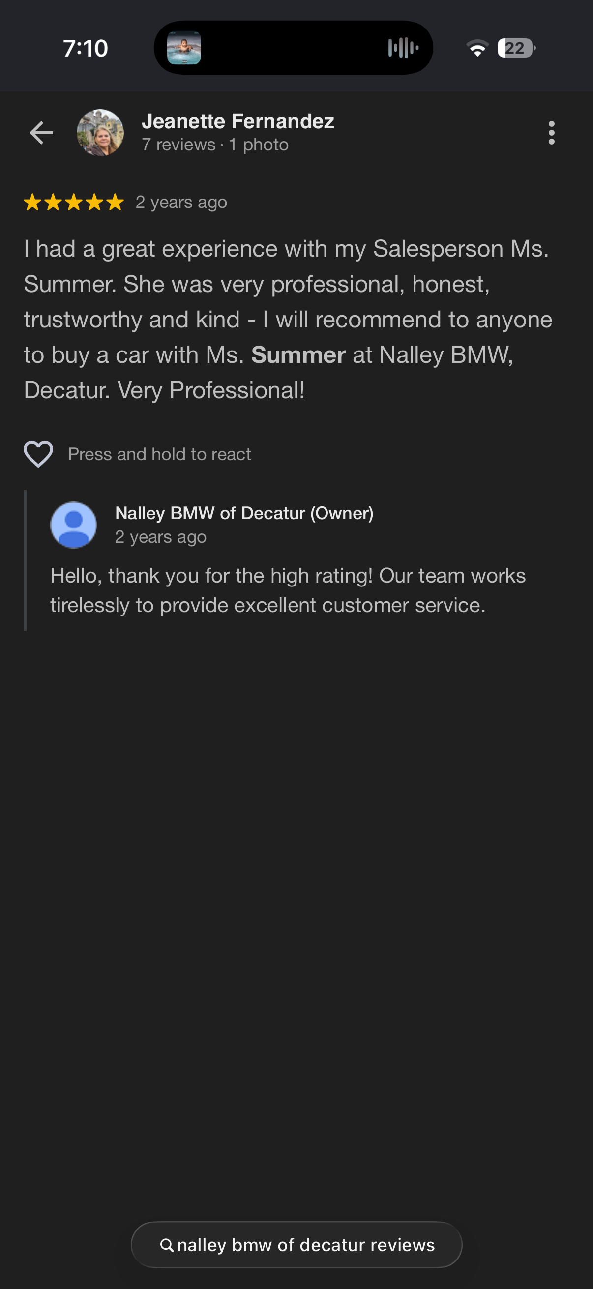 5-star Google review