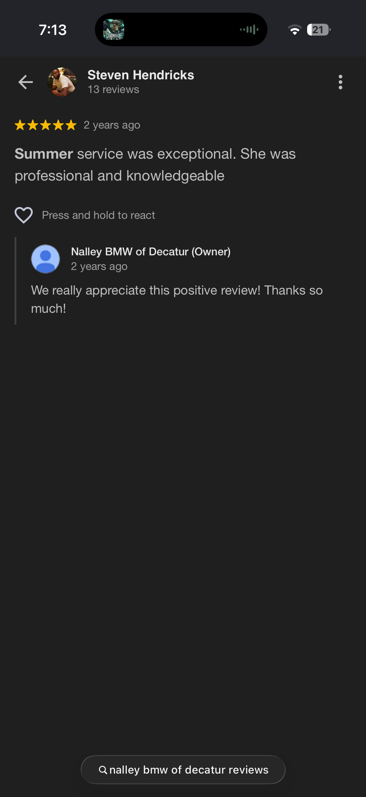 5-star Google review