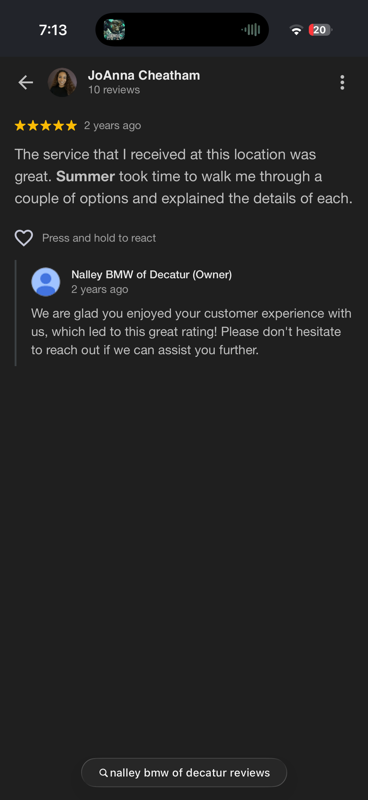 5-star Google review