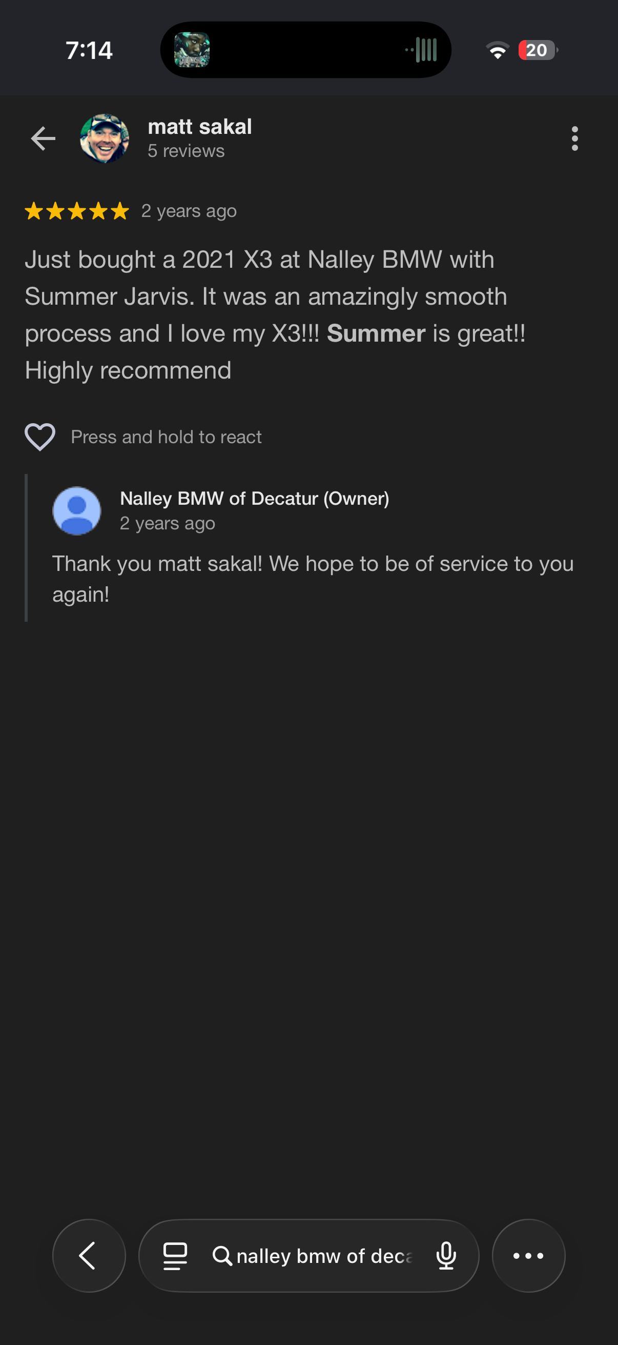 5-star Google review