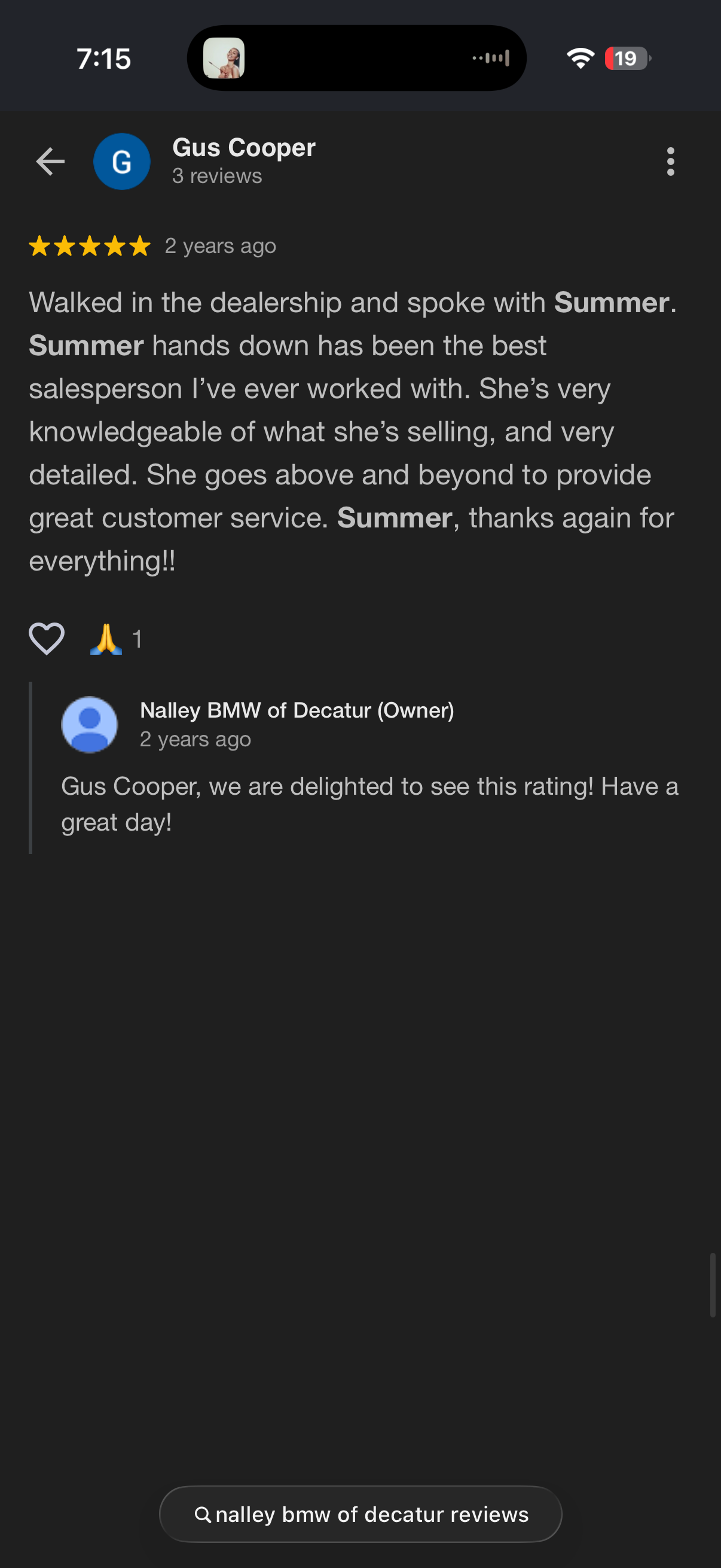 5-star Google review